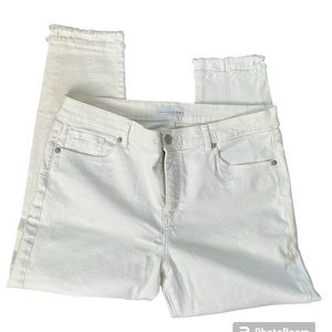 Loft white frayed hem jeans size 14 petite
